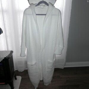 Amazon (No Tag) Long cuff Sleeve Open Front White Cardigan Sweater w/Hood XXL